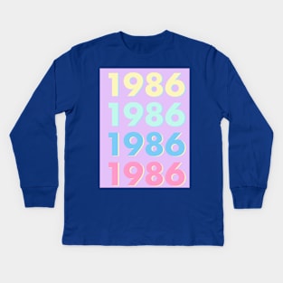 1986 Pastel Typography - Personalized Year Retro Nostalgic Art Print Kids Long Sleeve T-Shirt